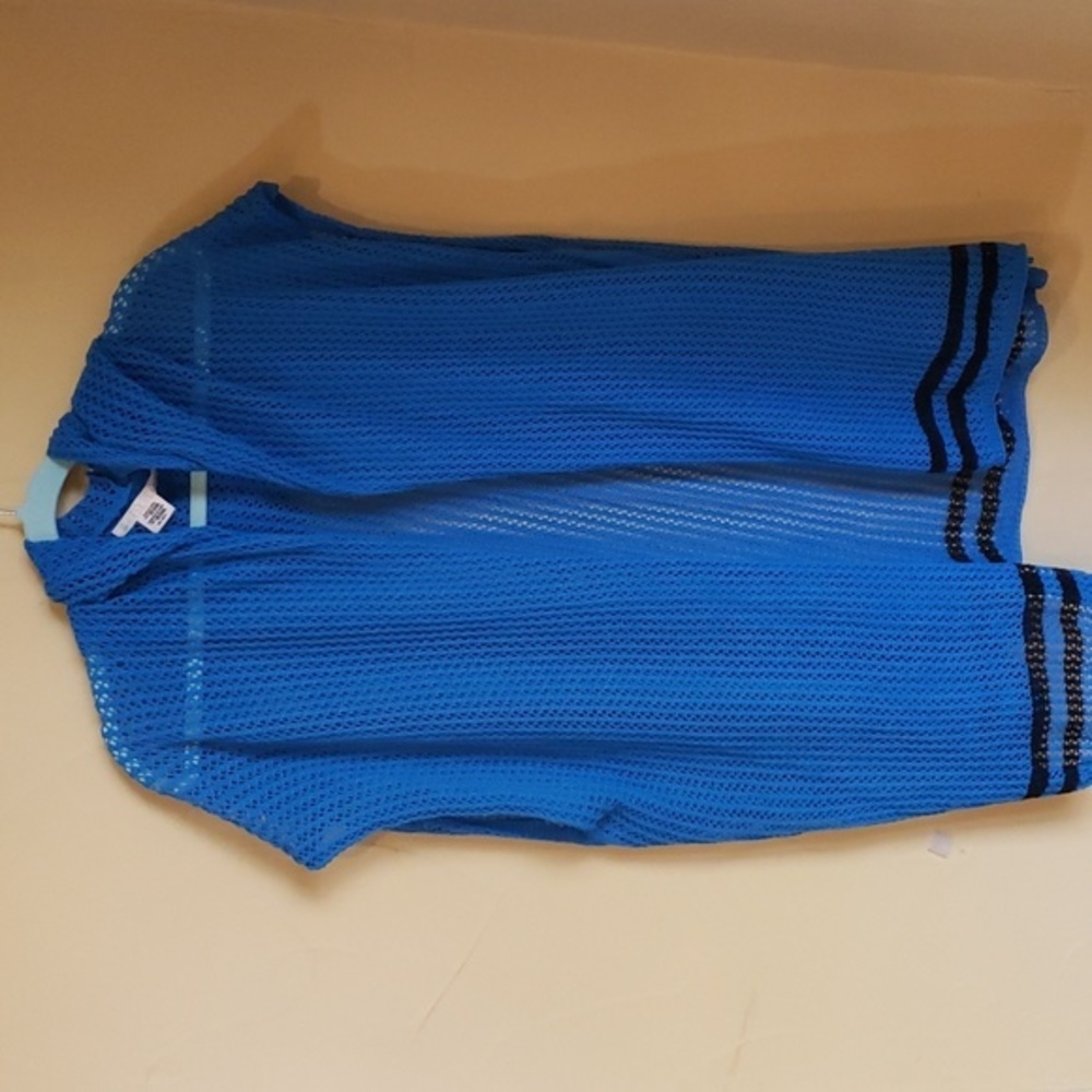 GREEN LABEL QUAGGA Blue Open Weave W/Hood Coverup Swim‎ One Size